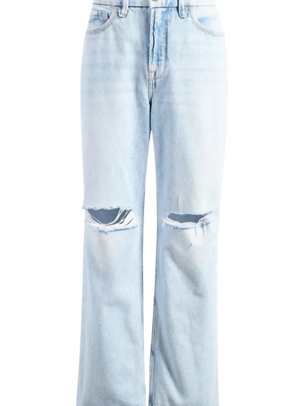 GOOD AMERICAN Good 'Petite 90s Ripped Straight Leg Jeans in Blue